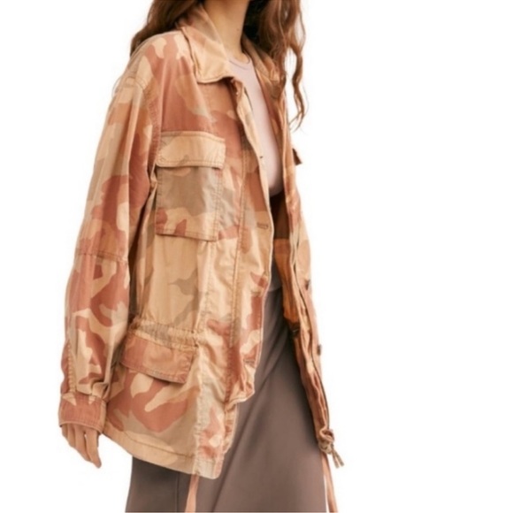 FREE PEOPLE Brown Camo Jacket Women’s Small - Picture 5 of 16